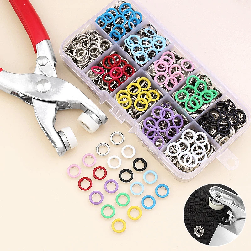 

100pcs /Set Color Hollow Five-claw Button Installation Tool Set Baby Children's Clothes Snap Button Sew-free Metal Buttons Set