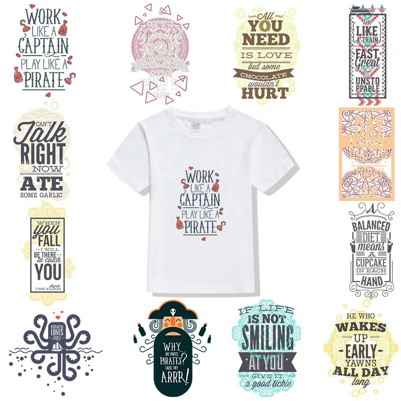 

Colourful T-Shirt letter Heat Transfer Printed Colthes Stickers Iron On Patches For Clothing And Cloth Ironing DIY Applique