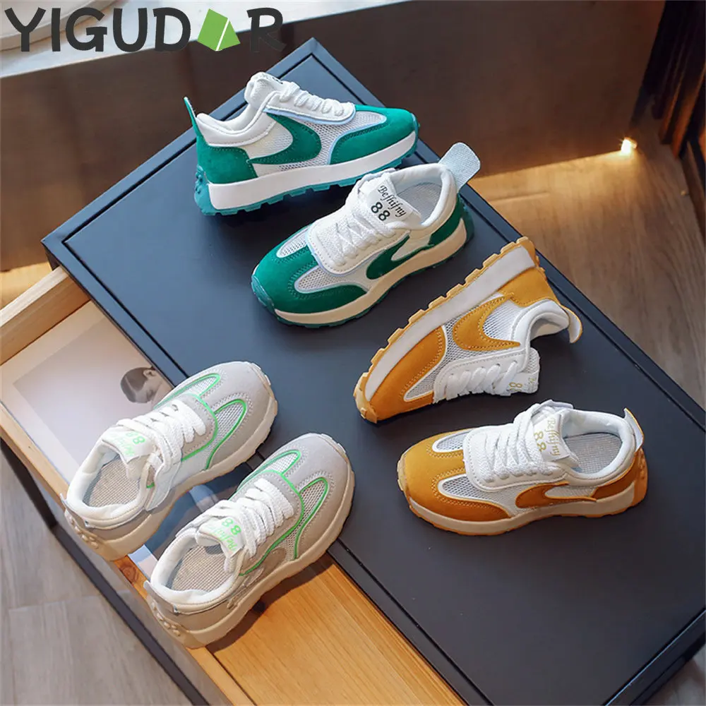 

Sport Children Sneakers Shoes Mesh Breathable Casual Shoes Boys Girls Lightweight Soft Rubber Sole Toddler Kids Shoes 21-32