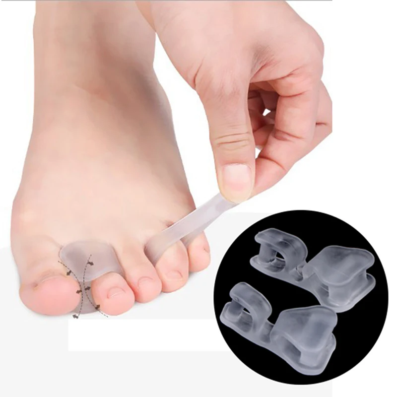 

2Pcs Big Toe Two Hole Thumb Valgus Toe Separator Silicone Gel Foot Fingers Protector Corrector Pedicure Foot Care Tool