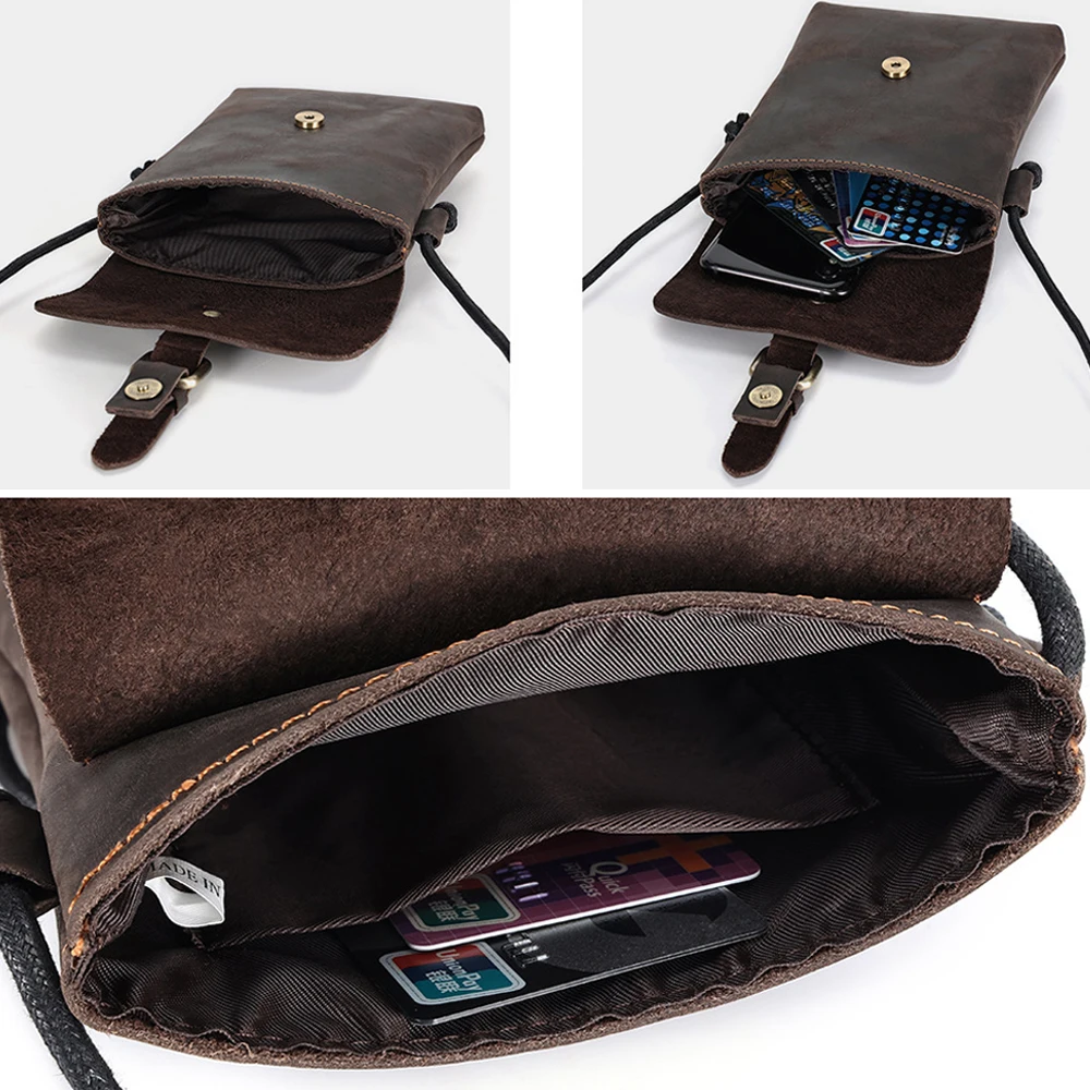 Men's Genuine Leather Shoulder Bag Man Messenger Bag for Phone Pouch Cigarette Case Leather Fashion Male Crossbody Bags Handbags