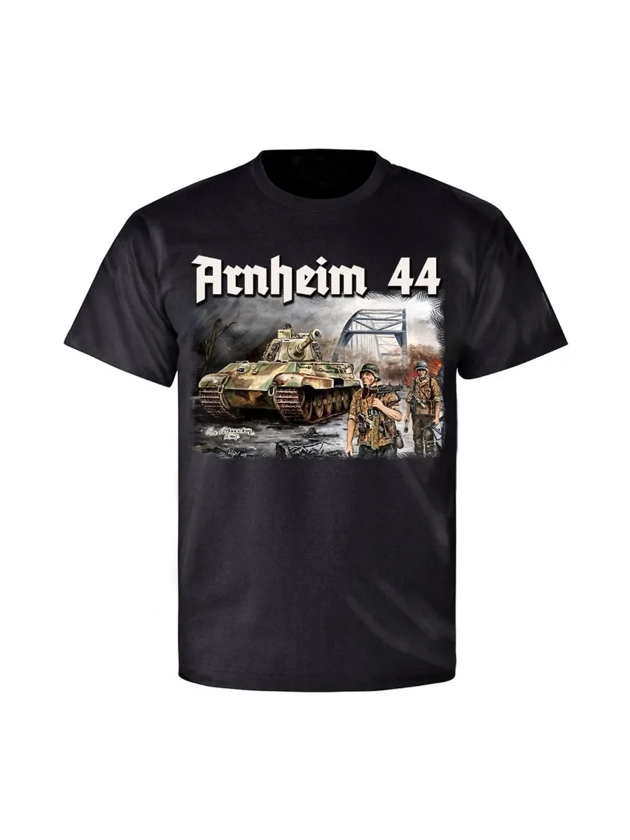 Футболка с рисунком на мостике арнхайм 1944 Panzer. Летняя Хлопковая мужская футболка