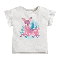 children summer baby girl clothes animal print tee tops brand deer cotton soft cute gray t shirt for kids 2 3 4 5 6 7 years