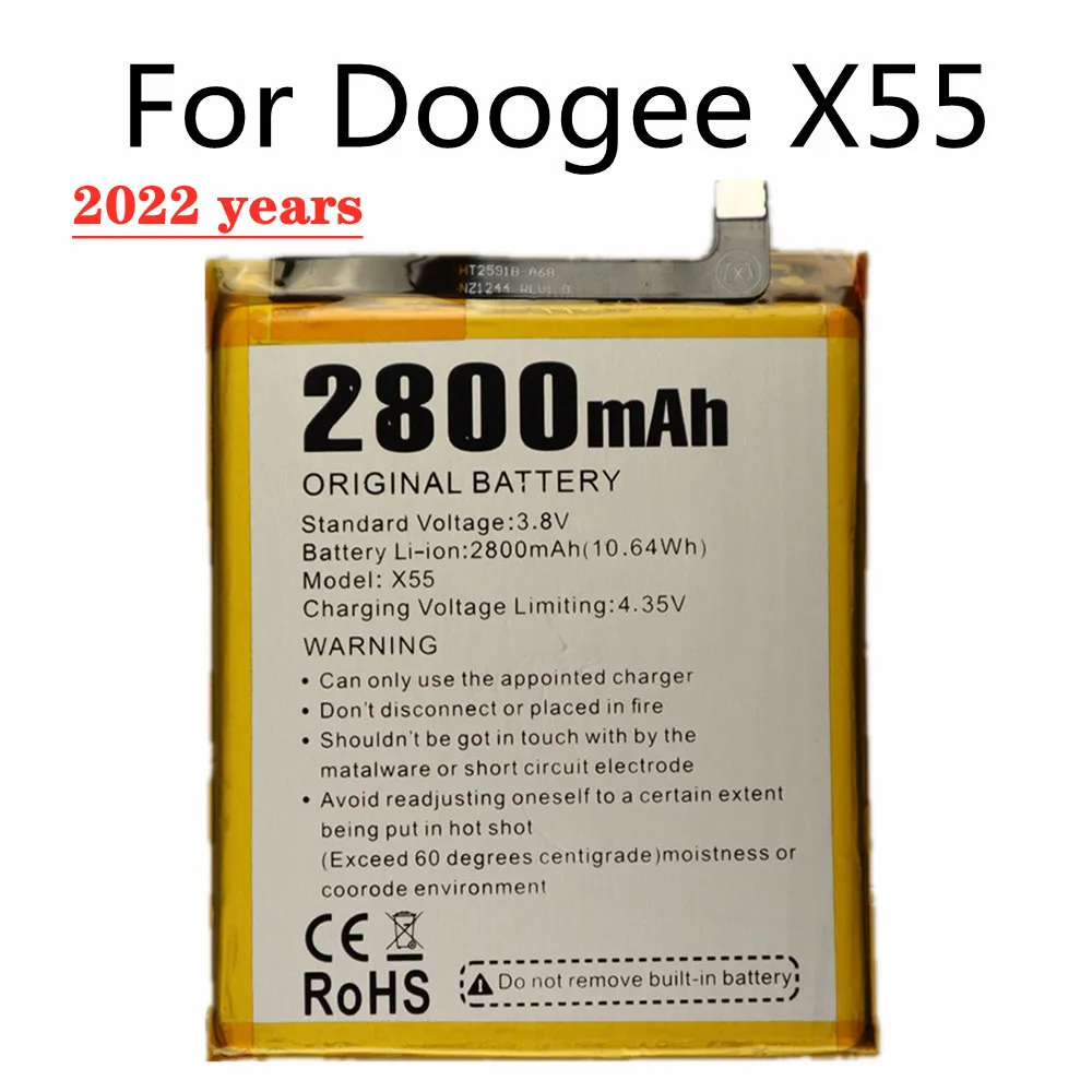 

2022 год, новый оригинальный запасной аккумулятор для телефона Doogee X55 5,5 дюйма MTK6580 2800 мАч