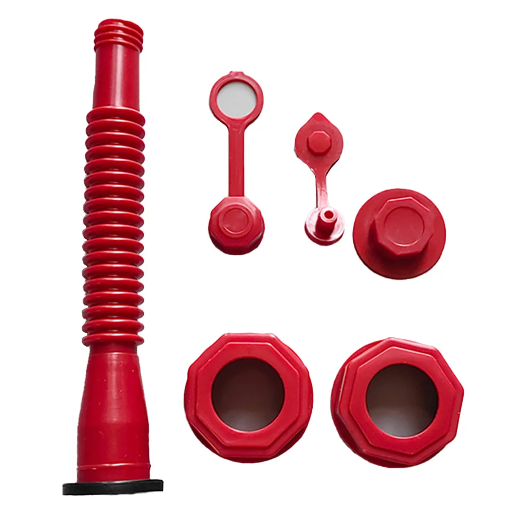 

1set Red Gas Tank Nozzle Kit Plastic Replacement Gas Can Spout Nozzle Vent Kit For Refueling Lawncare Equipment