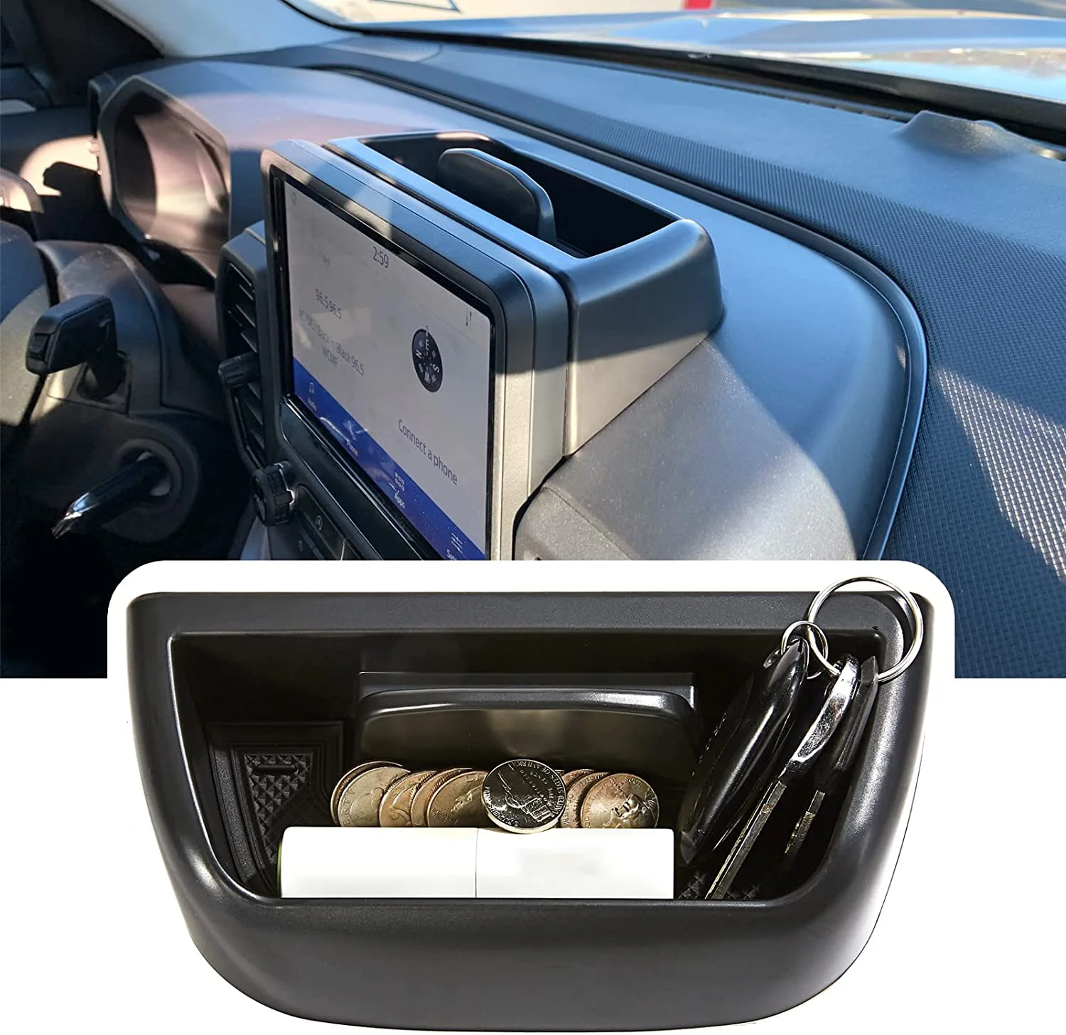 

Organizer Holder Tray For 2021 2022 2023 Ford Bronco Sport CX430 Console Dashboard Organizer with Cellphone Holder Secondary Box