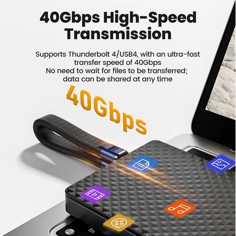 Элough 240 Вт Короткий кабель USB 4 типа C к типу C Быстрая зарядка 8k 60HZ Короткий кабель USB C к USB C для жесткого диска смартфона