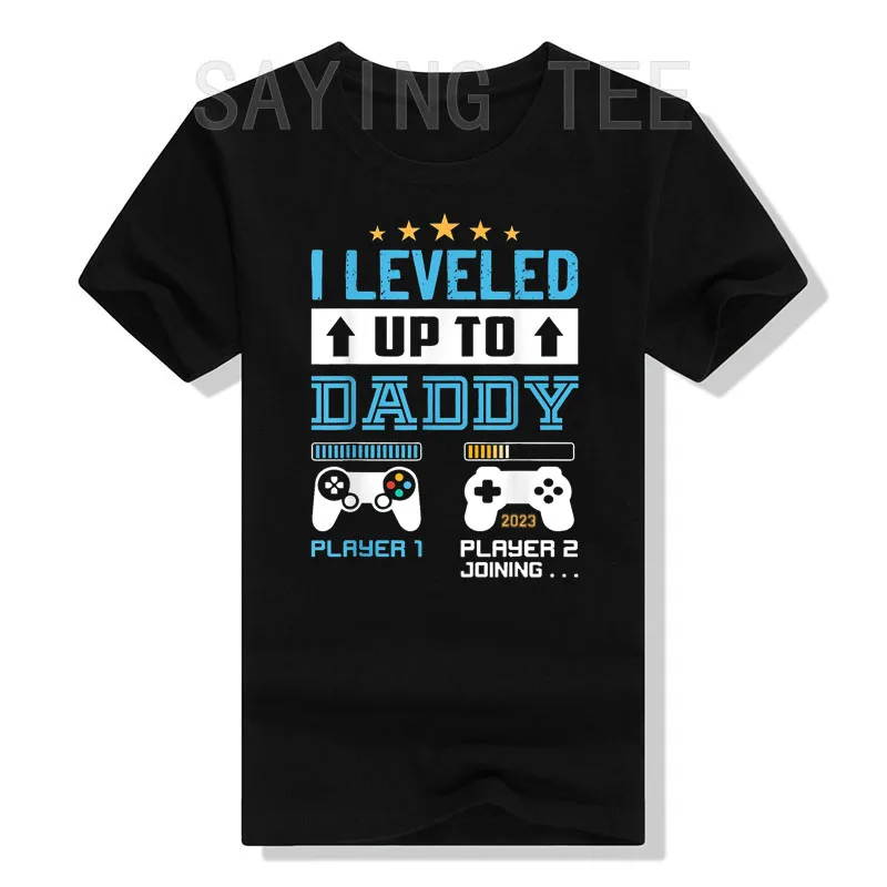 

I Leveled Up To Daddy 2023 Funny Soon To Be Dad Gamer T-Shirt Men Clothing Pregnancy Announcement Tees Game Lover Husband Gifts