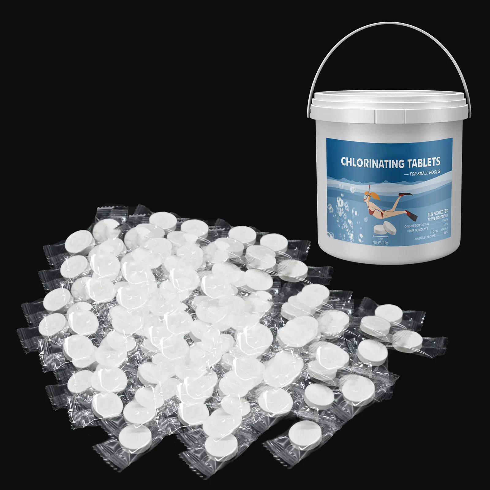 

1/2lbs Pool Cleaning Effervescent Chlorine Tablets Swimming Pool Long Lasting Self-Dissolving Clarifier Garden Sanitizers