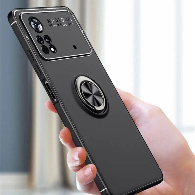 For Cover Poco X4 Pro 5G Case For Xiaomi Poco X4 Pro 5G Capas Back Magnetic TPU Soft Ring Holder For Cover Poco X4 Pro 5G Fundas