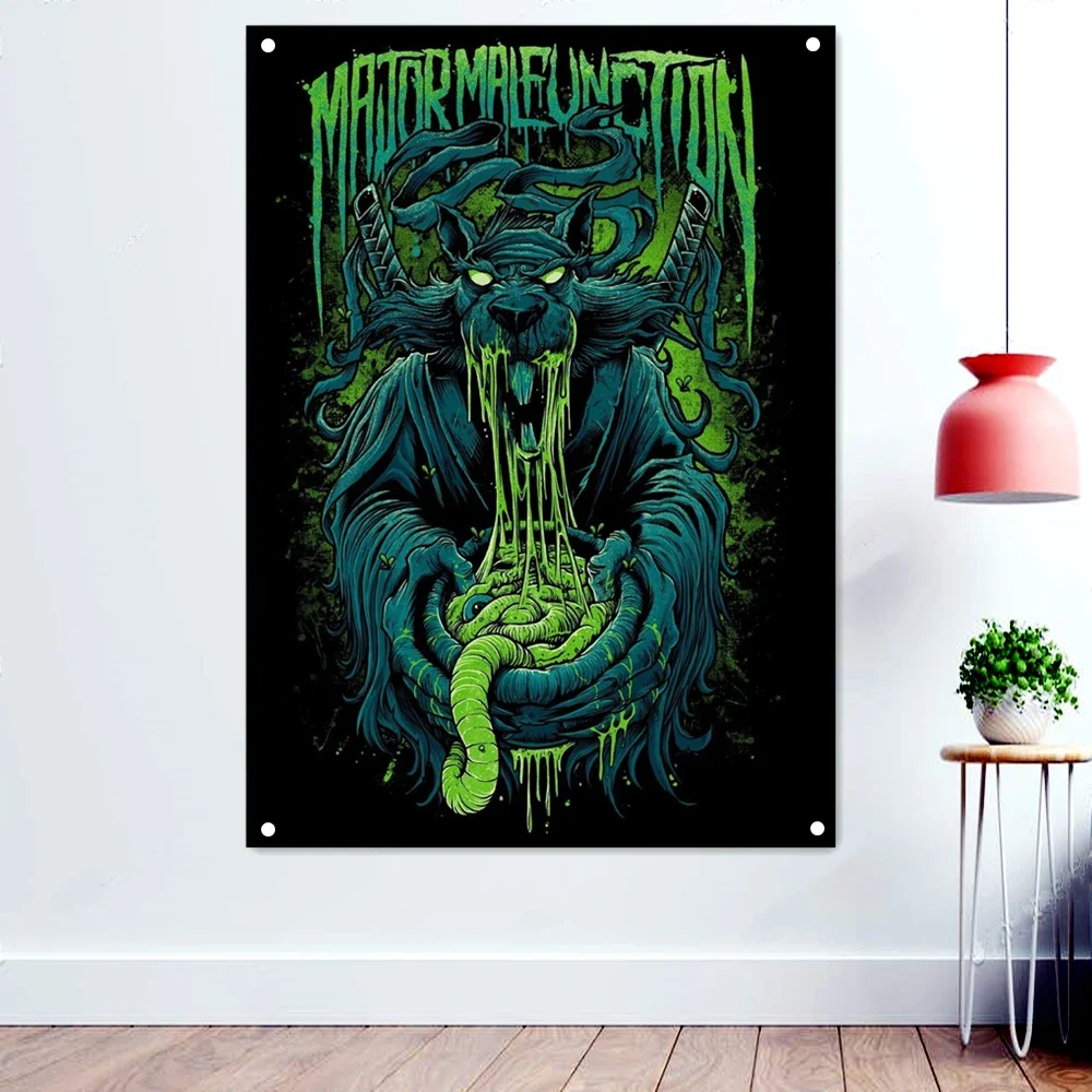 MAJOR MALFUNCTION Death Металлические флаги Настенные музыкальные темные художественные