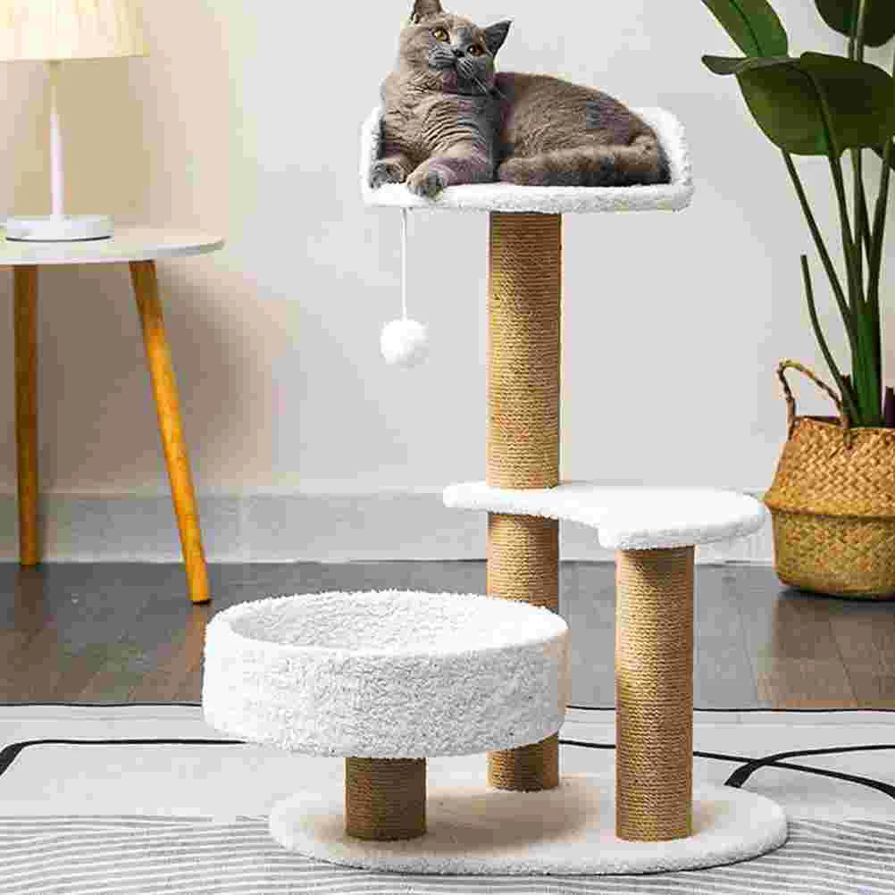 

Floor Trim Cute Scratching Post Cat Posts Solid Wood Reusable Pole Wear-resistant Kitten Scratcher Rope Gift Cats