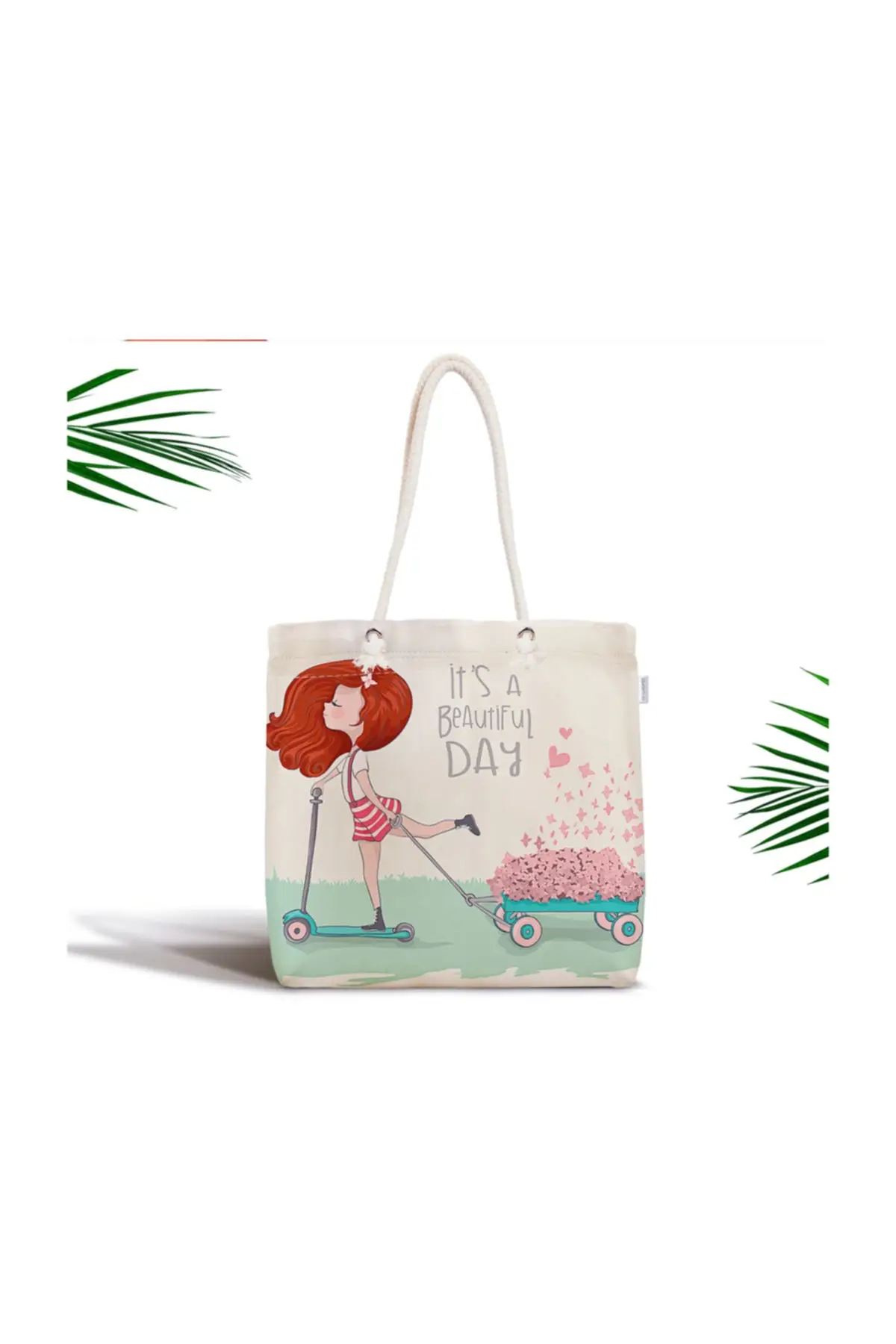 

Women Beach Bag Fashion Girl Digital Printed Modern Zipper Fabric Tote Bag Fashion Summer Large Shoulder Shopping Bags