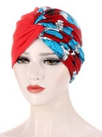 plain printed combined inner caps for hijab bonnet fashion cotton muslim turban africa wrap head scarf instant turbante
