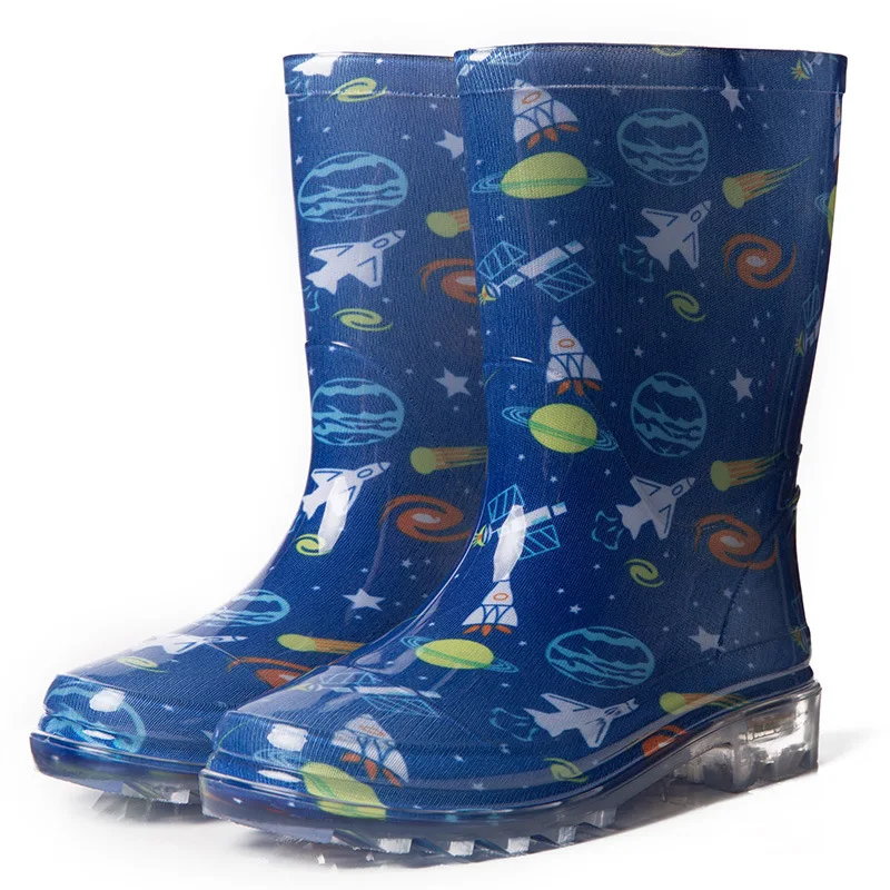 

New Spring Autumn Rain Boots Children Animal Pattern Ankle Boots Boys Baby Toddler PVC Waterproof Water Shoes Kids Girls