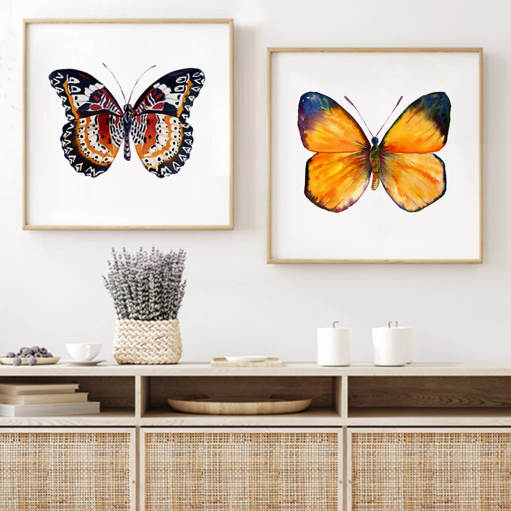

2pcs Wall Art Butterfly Girl Bedroom Decoration Canvas Printings Butterfly Aesthetic Room Decor Poster Canvas Art Boho Decor