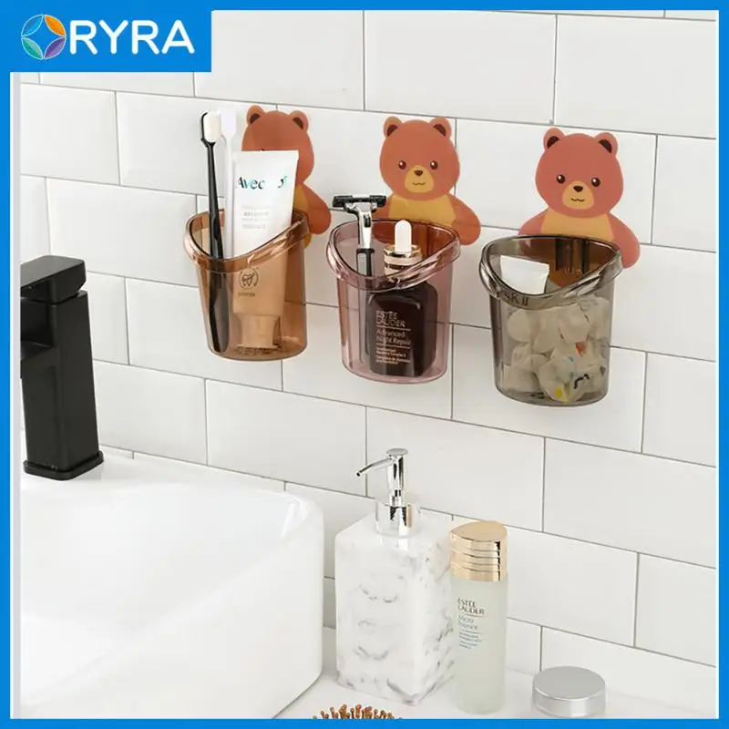 

Toothbrush Rack Free Punch Mouthwash Cup Brushing Cup Wall-mounted Bathroom Cartoon Wall-mounted Storage Box Tooth Cylinder