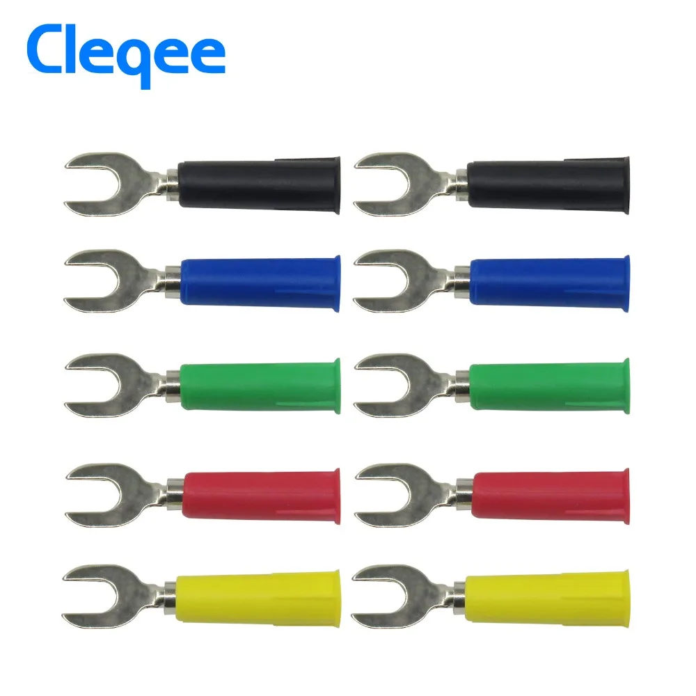 

Cleqee P4002 10PCS 5Color (in width) 6mm Insert Type U Type And Y Type Insert Harpoon Welding Insert 4mm banana plug