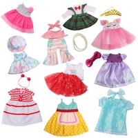 one piece kawaii doll dress skirt set for 18 inch american doll and 43cm reborn boy toy diy gift free shipping
