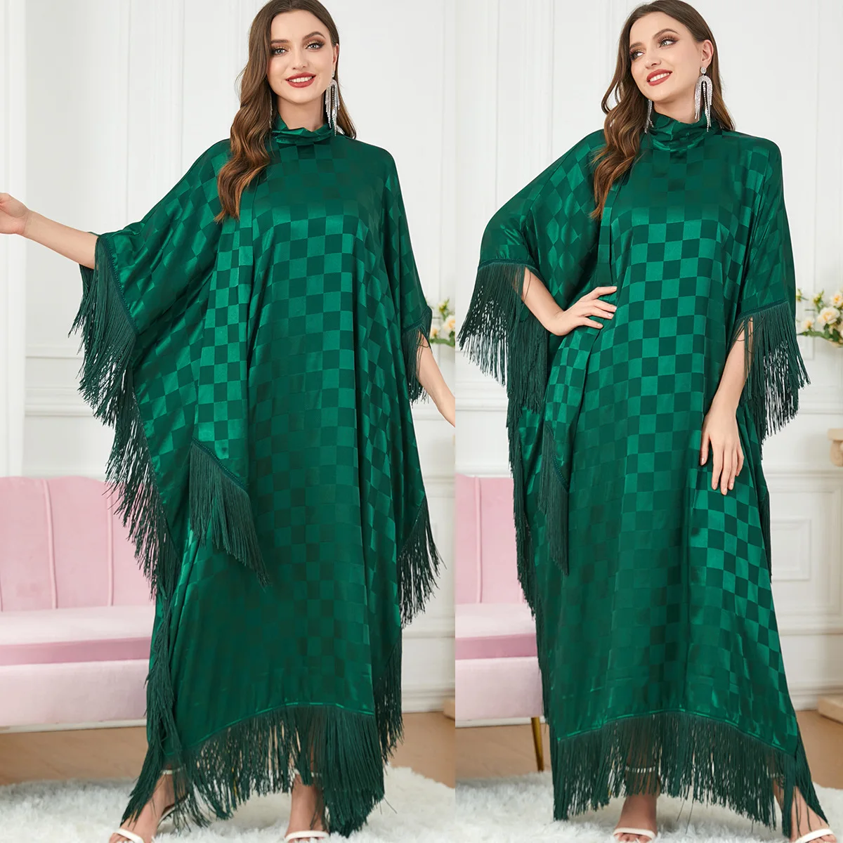 

Wepbel Muslim Abaya Arab Dubai Women Islamic Clothing Robe Caftan Long Sleeve Stitching Batwing Sleeve Dress Kaftan Hijab Abaya