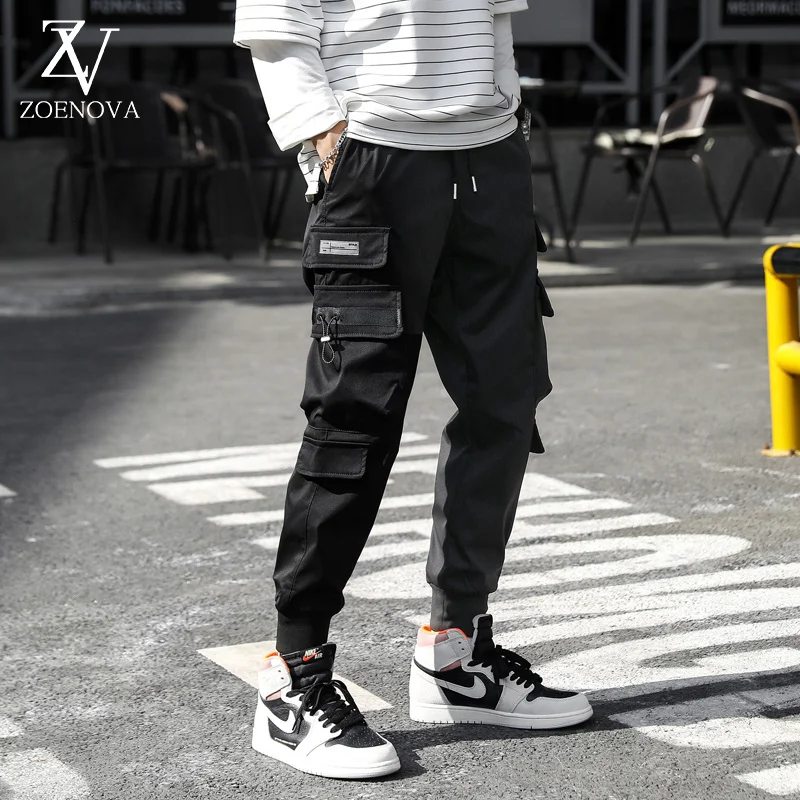 

Brand Ribbons Multi Pockets Cargo Pants Men Harajuku Casual Track Trouser Hip Hop Streetwear Techwear Pants Joggers Men