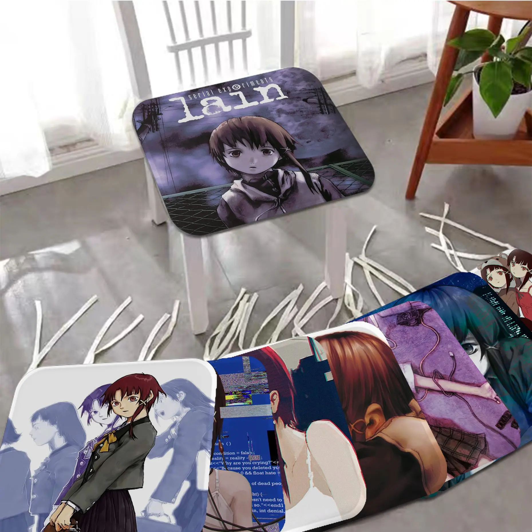 

Serial Experiments Lain Anime Cushion Mat Four Seasons Fabric Cushion Non-slip Living Room Sofa Decor Tatami Office Chair Mat
