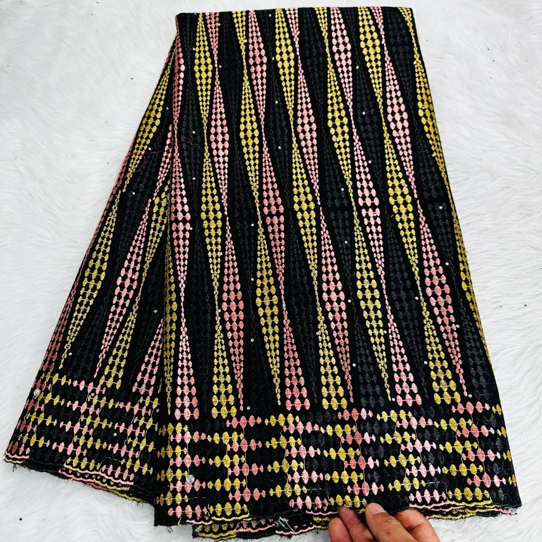 5 ярдов швейцарская ткань 2023 новейшая африканская вышивка бисером 100% хлопок