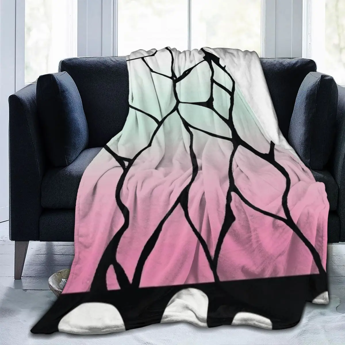 

Manta con estampado de Kimono Demon Slayer Shinobu, manta de franela antideslizante increíble