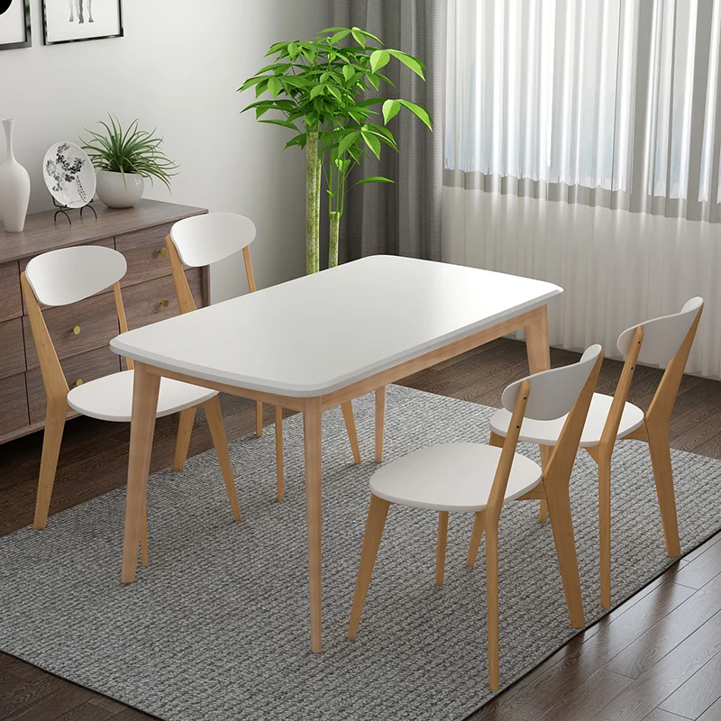 

Modern White Dining Table Luxury Wood High Neat Portable Cheap Dining Table 130x80 Free Shipping Mesa Comedor Home Decoration