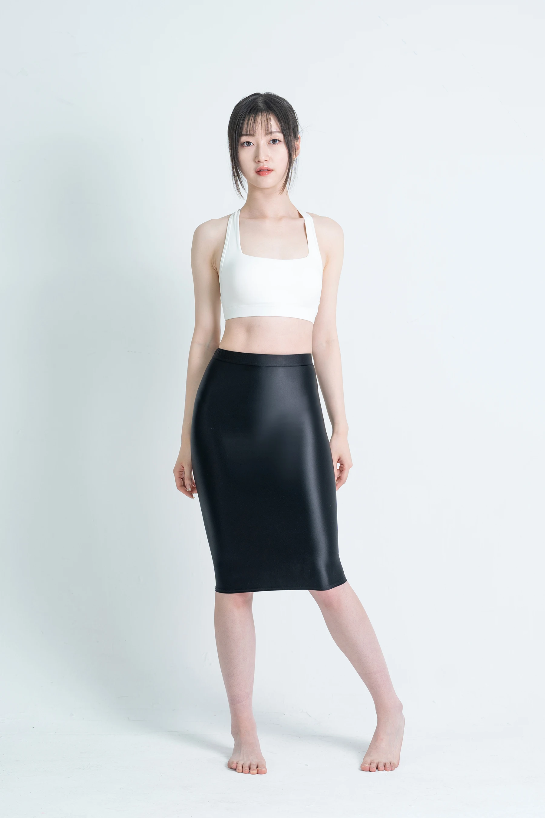 Женские пикантные блестящие Облегающие юбки деловые эластичные глянцевые