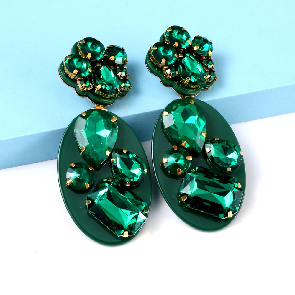 

2022 New Trend Statement Geometric Acrylic Pendant Earrings for Women High-Quality Rhinestone Drop Earring Wedding Party Jewelry