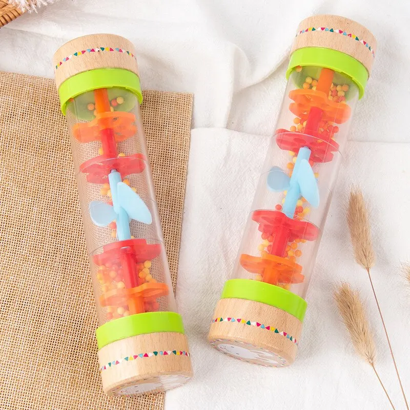

1Pcs Rain Sound Tube Orff Music Early Education Toy Rainbow Hourglass Plastic Simulation Rain Sounder