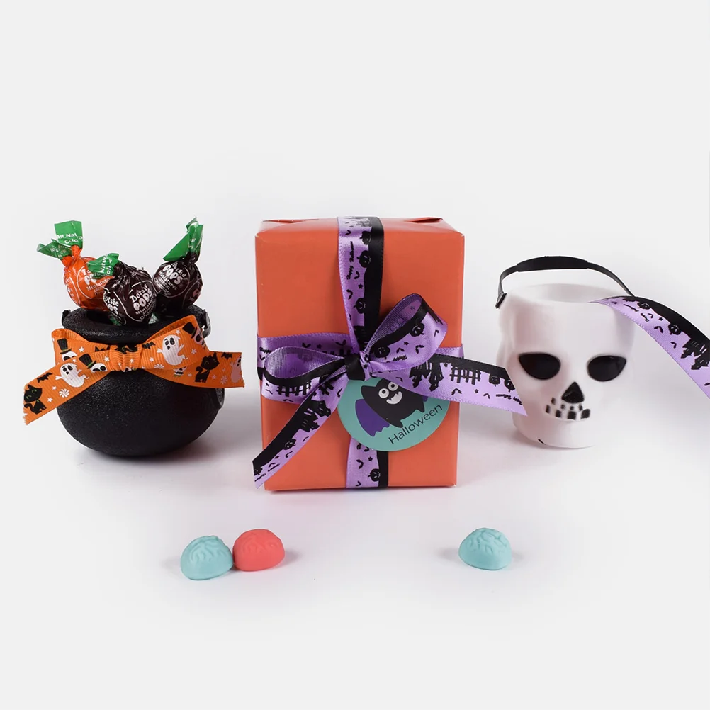 

Ribbonfor Gift Crafts Wrapping Ribbons Bows Grosgrain Printed Bat Wreaths Silk Decorative Pumpkin Black White Bow Wide Satin