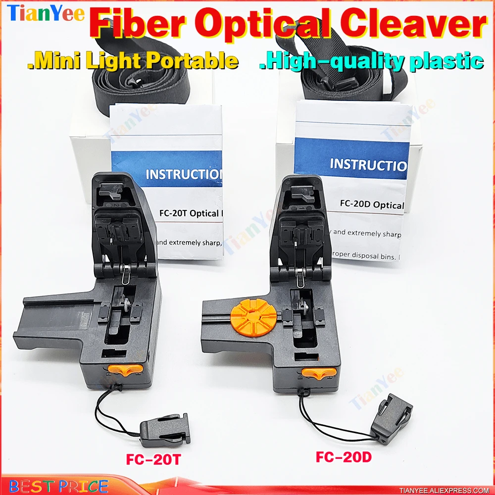 10pcs FC-20D FC-20T Optical Fiber Cutter Tungsten Steel Sheet Fiber Optical Cleaver Mini Plastic Cleaver Portable light cutter