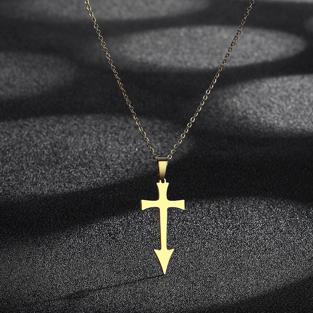Chereda Pretty Sexy Necklace Stainless Steel Pretty Reckless Cross Pendant For Necklace Taylor Momsen Sign Jewelry Necklaces images - 6