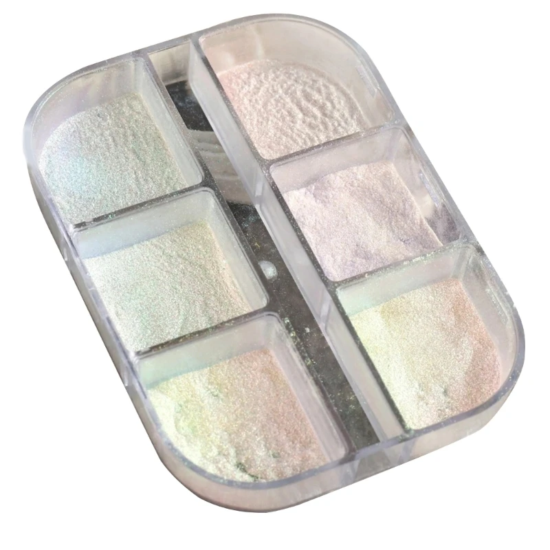 

6Grids Powder Pearl Mirror Effect Pigment Glitter Drop Shipping