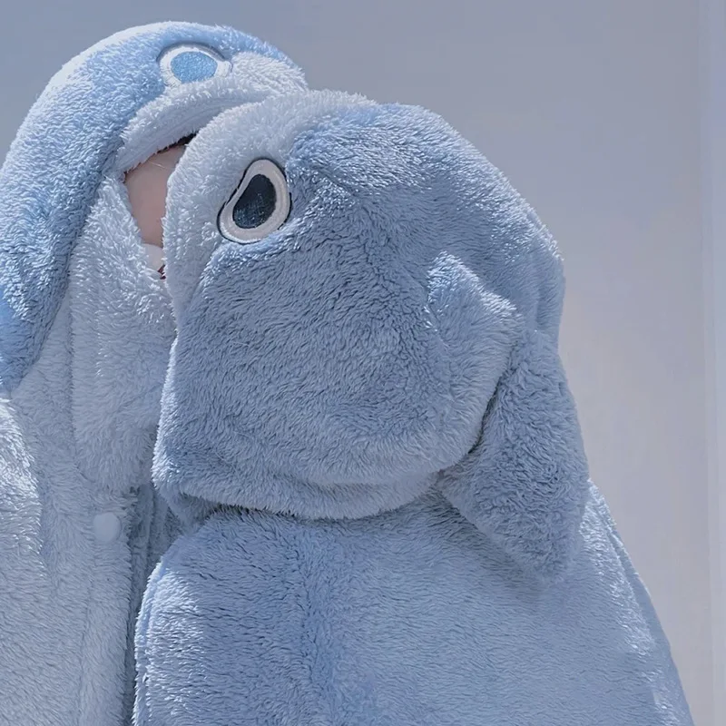 Winter Warm Pajamas Set Hooded Shark Cosplay Nightgown Women Loungewear Cute Animal Fleece Sleepwear Flannel Home Suit Nightwear