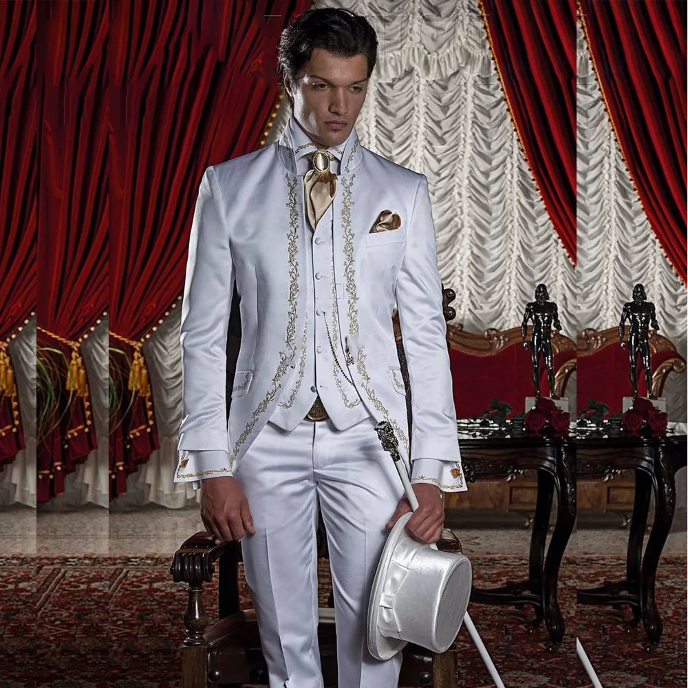 Высококачественные белые мужские костюмы роскошная женская элегантная