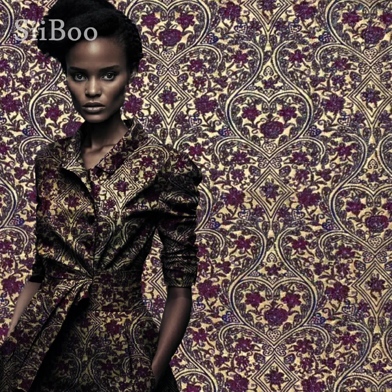 

Siiboo metallic jacquard fabric luxurious Italy style royal brocade tejido for women dress blazer full season sp6634