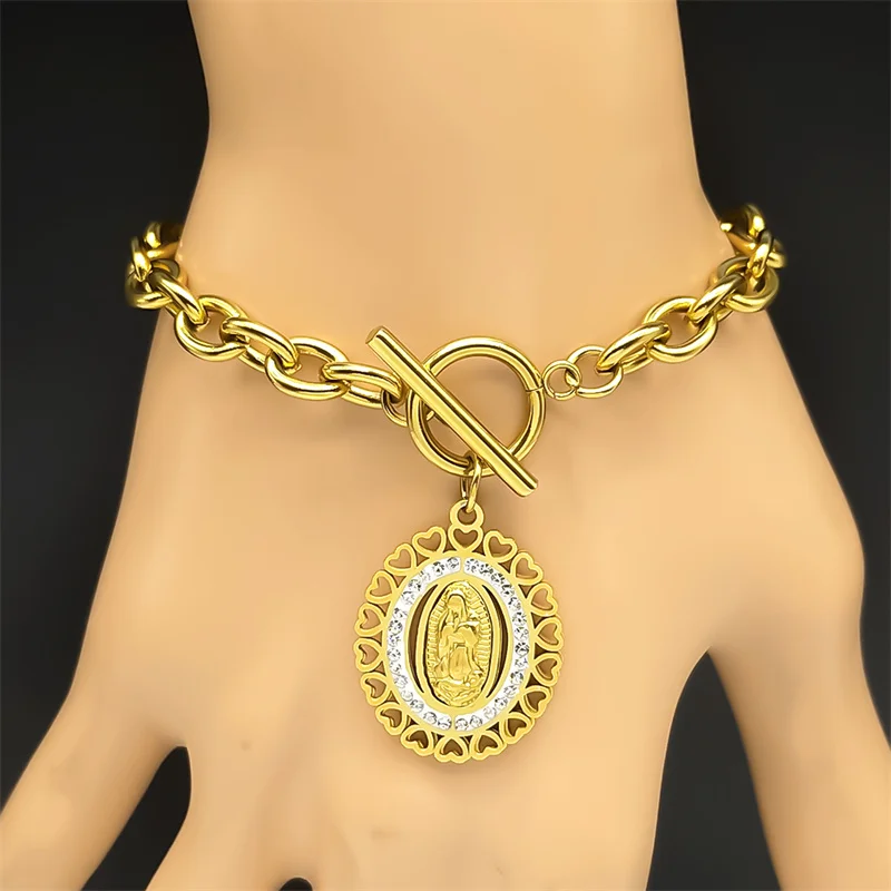 Сердце Девы Марии Богоматери Гваделупской ожерелье браслет комплект для женщин