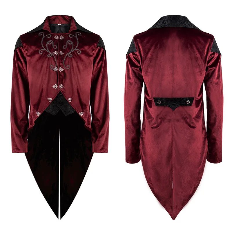 

Europe And America Imperial Gentleman Vintage Swan Suede Tuxedo Coat