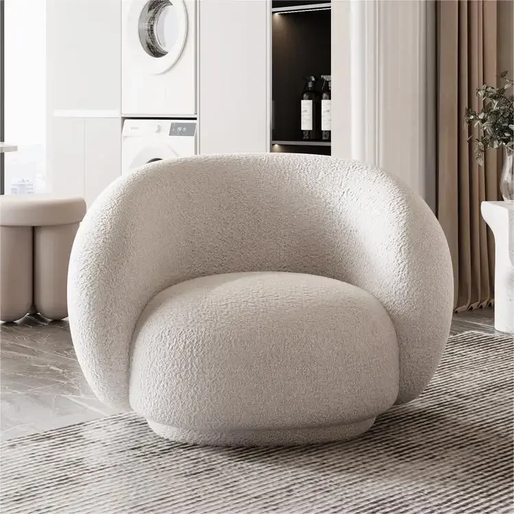 Фото Кресло-шезлонг ATUNUS Small Teddy Boucle: современное роскошное одноместное кресло для отдыха и гостиной №3