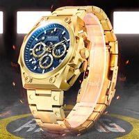 megir stainless steel gold quartz watches mens sports waterproof luminous casual chronograph watch for men relogio masculino