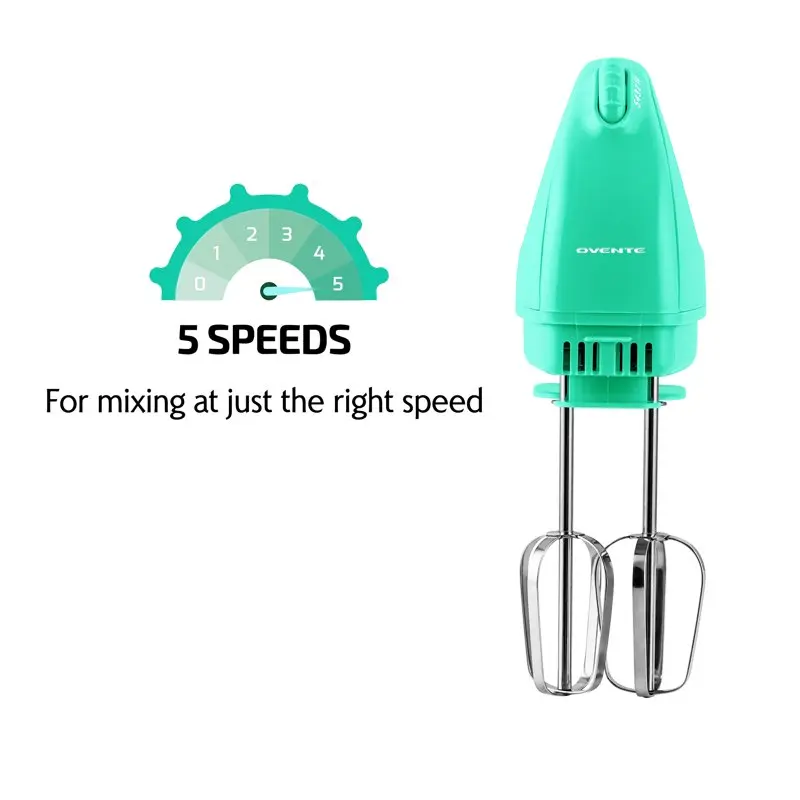 

Portable Hand Mixer 5 Speed Mixing 150W Powerful Blender for Baking & Cooking with 2 Stainless Steel Chrome Beater Attachments