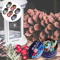 6 pcs christmas series tinplate candy boxes round cartoon gift storage tank biscuit container tea leaves scented