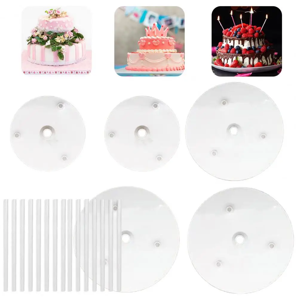 

Useful Cake Holder Healthy Portable Waterproof Cake Separator Plates Cake Stand Cake Piling Supports 1 Set