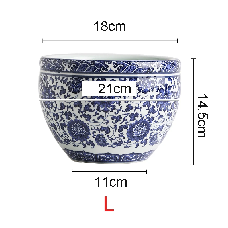 

FOCUSDECOR Сине-белый фарфоровый цветочный горшок