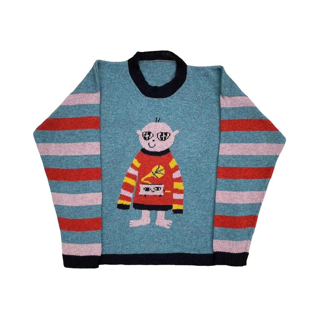 Женский свитер Y2K одежда винтажный вязаный шерстяной джемпер с круглым вырезом