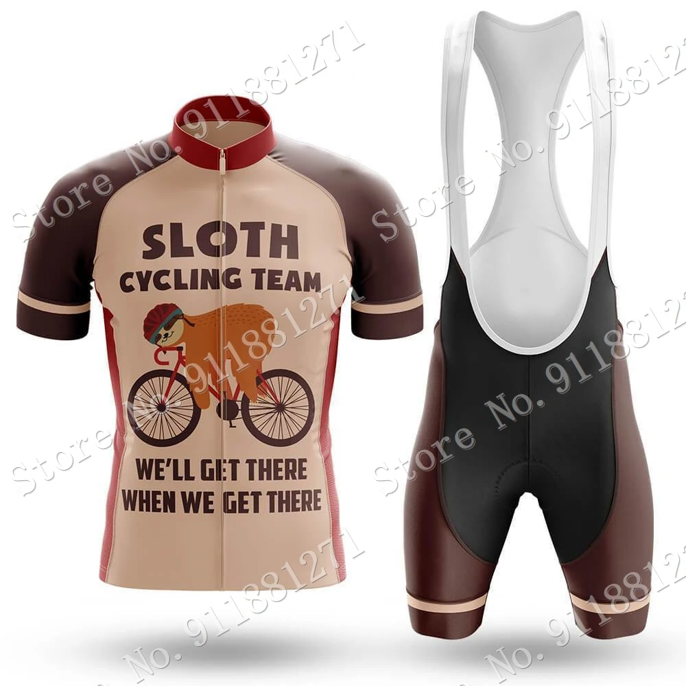 

Sloth Brown 2021 New Cycling Jersey Set Summer Bicycle Clothing Road Bike Shirts Suit Bicycle Bib Shorts MTB Ropa Maillot Ropa