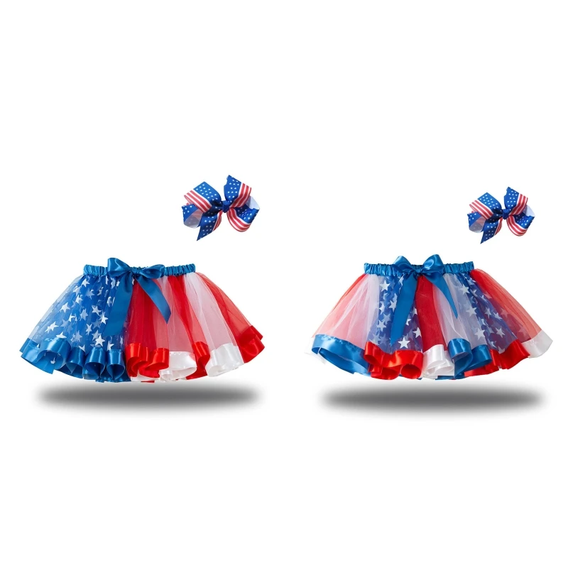 Юбка-пачка детская с бантом тюль в полоску зажимом для волос рисунком